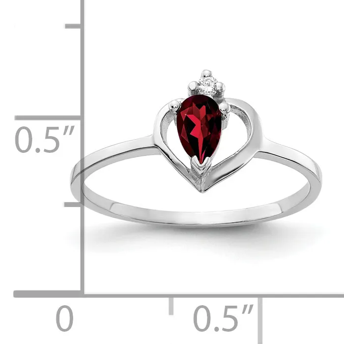 Goldia Rings Solid 14k White Gold 5x3mm Pear Simulated Garnet AAA CZ Ring