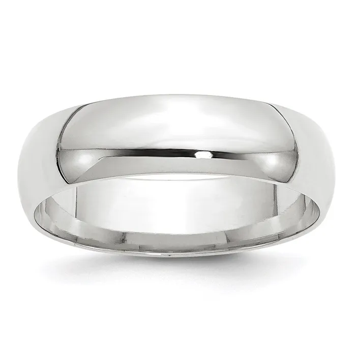 Goldia Rings Solid 14K White Gold 6mm Light Weight Comfort Fit MensWomens Wedding Band Ring Size 135