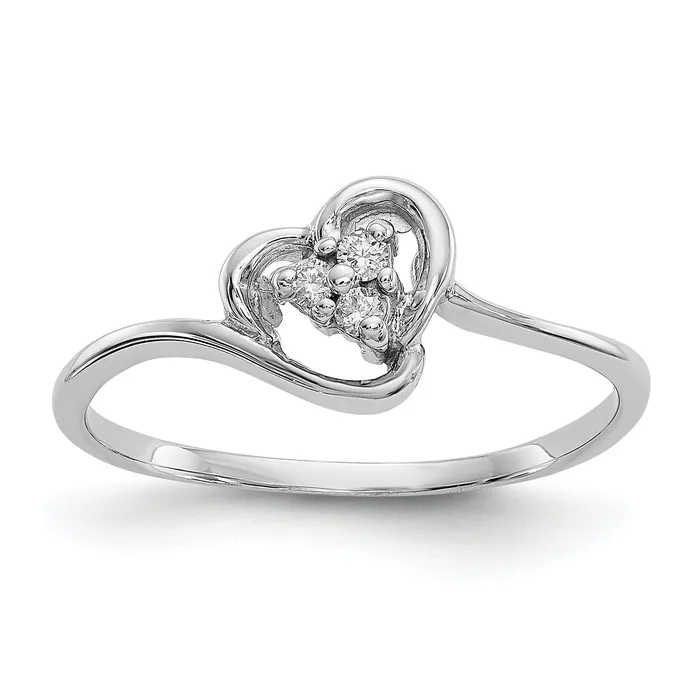 Goldia Rings Solid 14k White Gold A Simulated CZ heart Ring