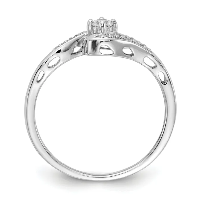 Goldia Rings Solid 14k White Gold Simulated CZ Bypass Ring