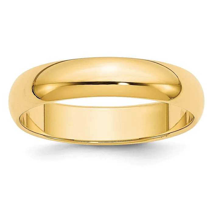 Goldia Rings Solid 14K Yellow Gold 5mm HalfRound Wedding MensWomens Wedding Band Ring Size 5