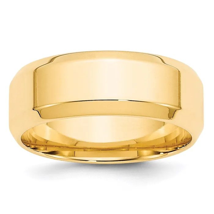 Goldia Rings Solid 14K Yellow Gold 8mm Bevel Edge Comfort Fit MensWomens Wedding Band Ring Size 5 Goldia Rings Solid 14K Yellow Gold 8mm Bevel Edge Comfort Fit MensWomens Wedding Band Ring Size 5
