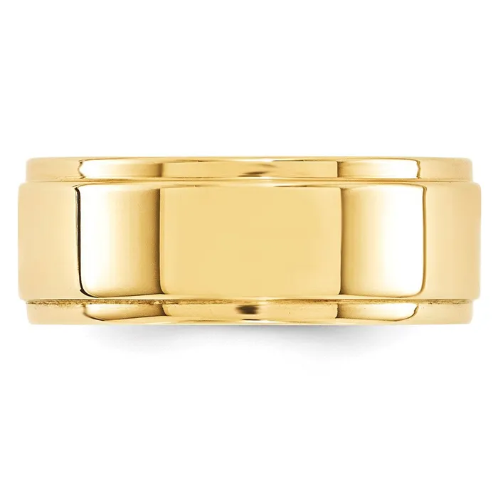 Goldia Rings Solid 14K Yellow Gold 8mm Flat with Step Edge MensWomens Wedding Band Ring Size 125 Goldia Rings Solid 14K Yellow Gold 8mm Flat with Step Edge MensWomens Wedding Band Ring Size 125