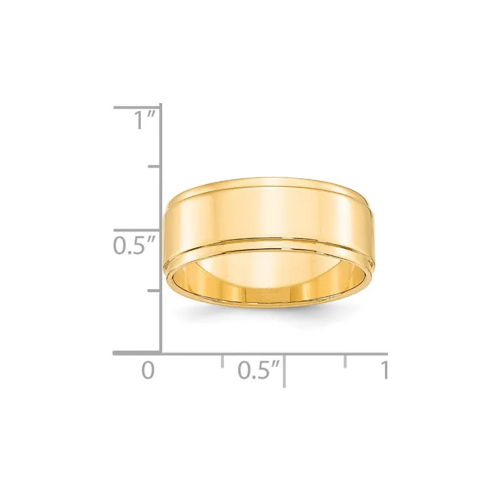 Goldia Rings Solid 14K Yellow Gold 8mm Flat with Step Edge MensWomens Wedding Band Ring Size 125 Goldia Rings Solid 14K Yellow Gold 8mm Flat with Step Edge MensWomens Wedding Band Ring Size 125