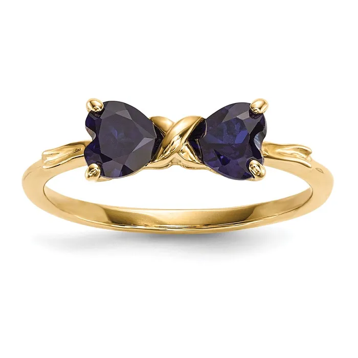 Goldia Rings Solid 14k Yellow Gold Polished Created Simulated Sapphire Bow Ring Goldia Rings Solid 14k Yellow Gold Polished Created Simulated Sapphire Bow Ring