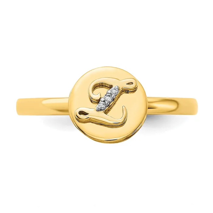 Goldia Rings Solid 14k Yellow Gold Simulated CZ Initial Z Ring