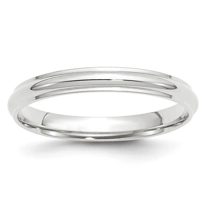 Goldia Rings Solid 18K White Gold 3mm Half Round with Edge MensWomens Wedding Band Ring Size 95 Goldia Rings Solid 18K White Gold 3mm Half Round with Edge MensWomens Wedding Band Ring Size 95