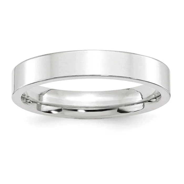 Goldia Rings Solid 18K White Gold 4mm Standard Flat Comfort Fit MensWomens Wedding Band Ring Size 5