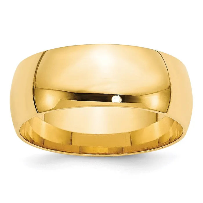 Goldia Rings Solid 18K Yellow Gold 8mm Light Weight Comfort Fit MensWomens Wedding Band Ring Size 75
