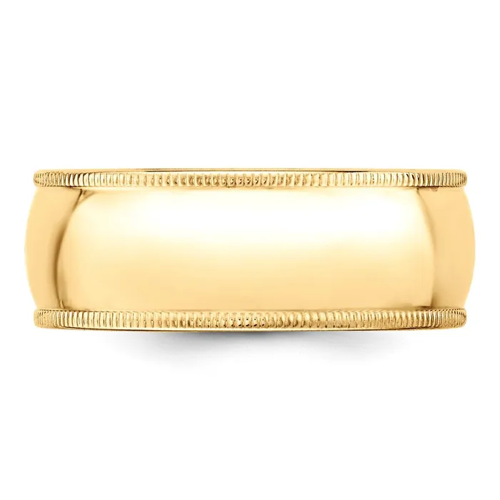Goldia Rings Solid 18K Yellow Gold 8mm Milgrain Half Round MensWomens Wedding Band Ring Size 55 Goldia Rings Solid 18K Yellow Gold 8mm Milgrain Half Round MensWomens Wedding Band Ring Size 55