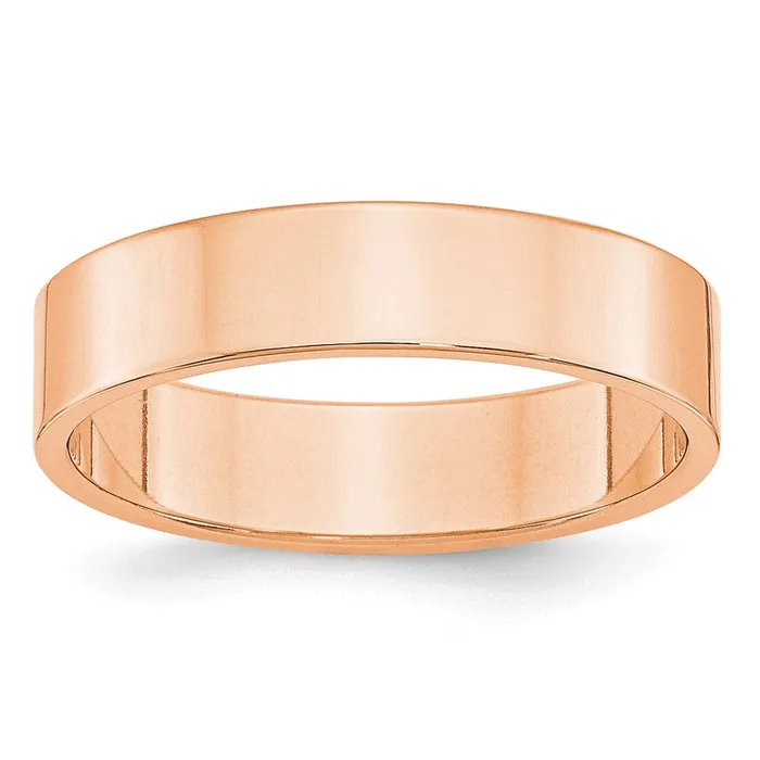 Goldia Rings Solid 18K Yellow Gold Rose Gold 5mm Light Weight Flat MensWomens Wedding Band Ring Size 115