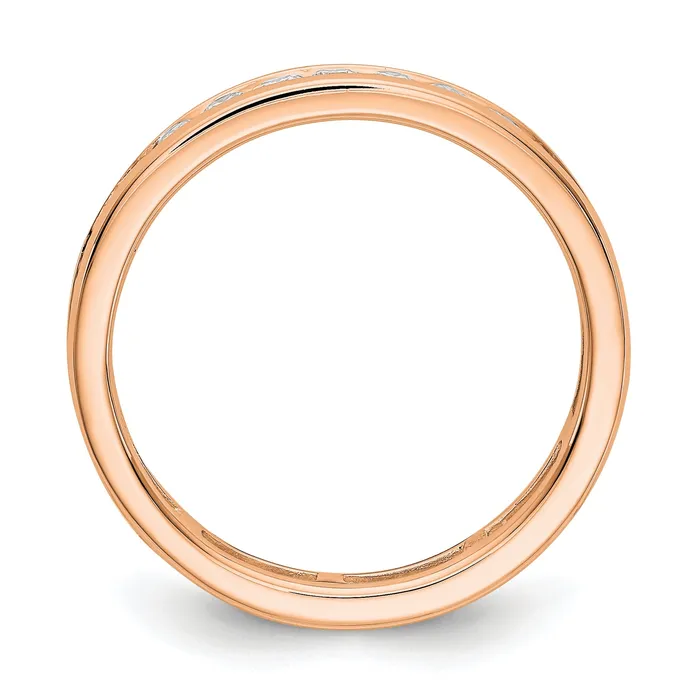 Goldia Rings Solid Real 14k Rose Gold Polished 1ct Channel Set CZ Eternity Wedding Band Ring