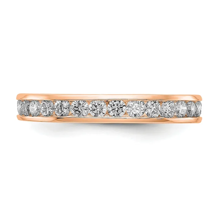 Goldia Rings Solid Real 14k Rose Gold Polished 1ct Channel Set CZ Eternity Wedding Band Ring