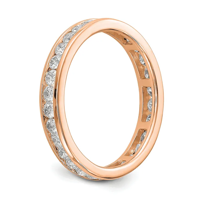 Goldia Rings Solid Real 14k Rose Gold Polished 1ct Channel Set CZ Eternity Wedding Band Ring