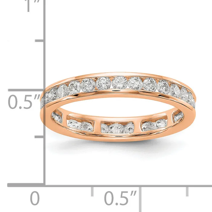 Goldia Rings Solid Real 14k Rose Gold Polished 1ct Channel Set CZ Eternity Wedding Band Ring