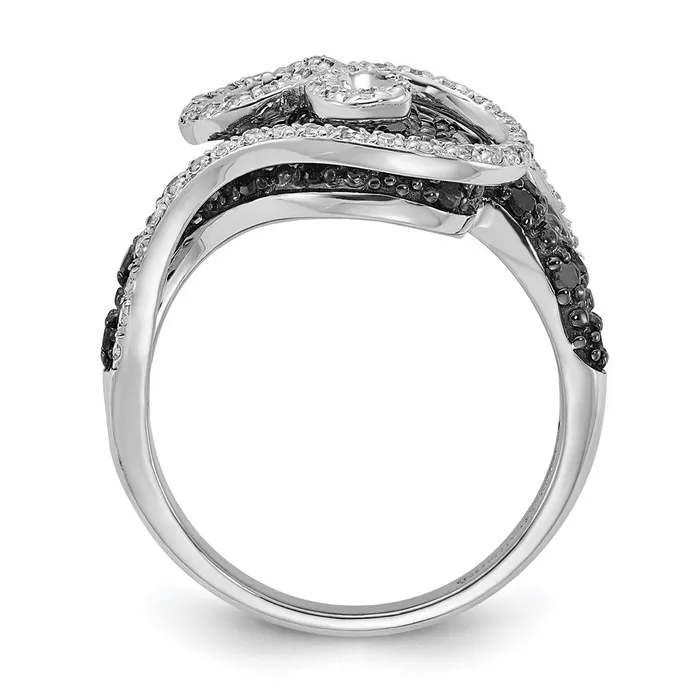 Goldia Rings Sterling Silver Polished Black u0026 White Diamond Swirl Ring