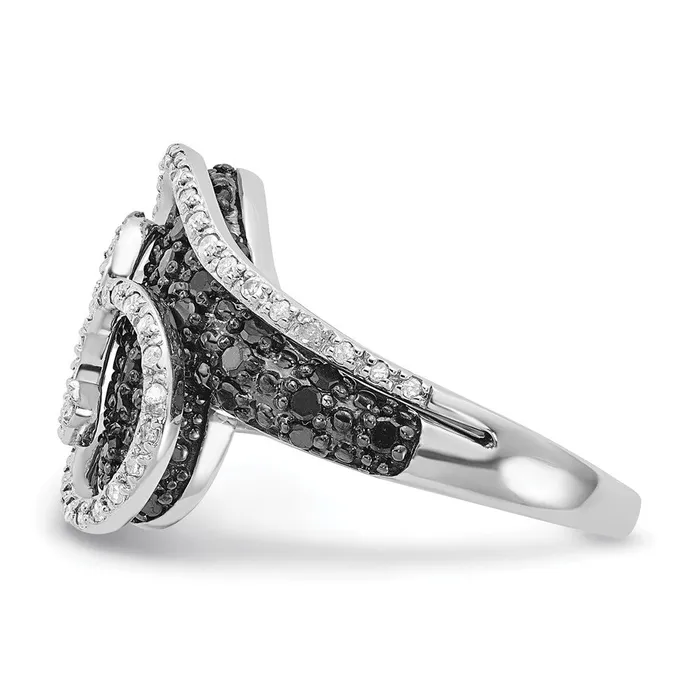 Goldia Rings Sterling Silver Polished Black u0026 White Diamond Swirl Ring