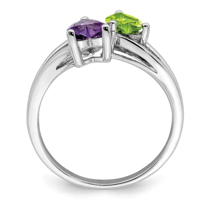 Goldia Rings Sterling Silver Rhodium Amethyst u0026 Peridot Diamond Ring