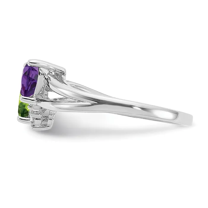 Goldia Rings Sterling Silver Rhodium Amethyst u0026 Peridot Diamond Ring
