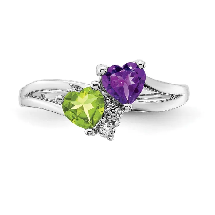 Goldia Rings Sterling Silver Rhodium Amethyst u0026 Peridot Diamond Ring