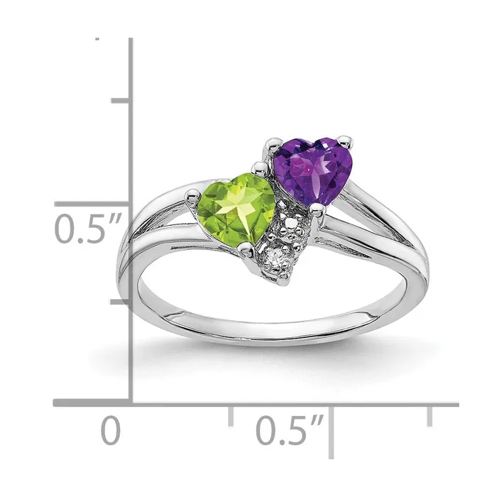 Goldia Rings Sterling Silver Rhodium Amethyst u0026 Peridot Diamond Ring