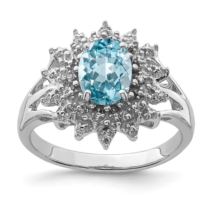Goldia Rings Sterling Silver Rhodium Light Swiss Blue Topaz u0026 Diamond Ring Goldia Rings Sterling Silver Rhodium Light Swiss Blue Topaz u0026 Diamond Ring