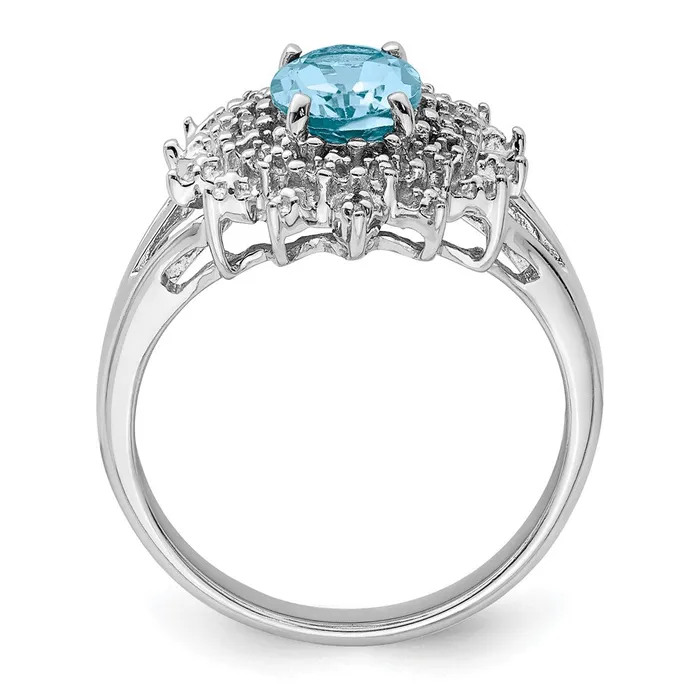 Goldia Rings Sterling Silver Rhodium Light Swiss Blue Topaz u0026 Diamond Ring