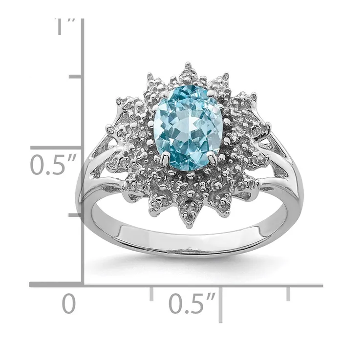 Goldia Rings Sterling Silver Rhodium Light Swiss Blue Topaz u0026 Diamond Ring