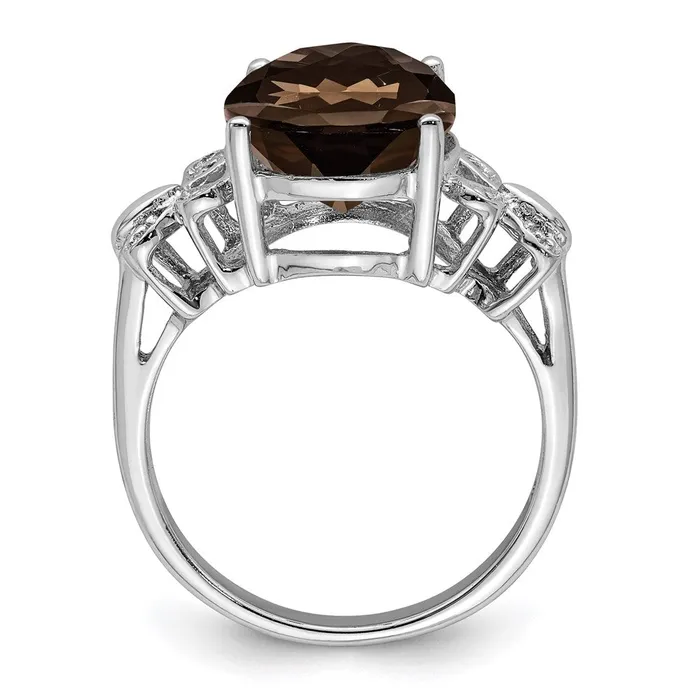 Goldia Rings Sterling Silver Rhodium Smoky Quartz u0026 Diamond Ring