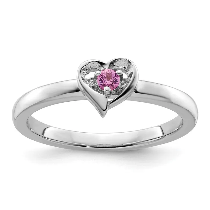 Goldia Rings Sterling Silver Stackable Expressions Created Pink Sapphire Heart Ring Goldia Rings Sterling Silver Stackable Expressions Created Pink Sapphire Heart Ring