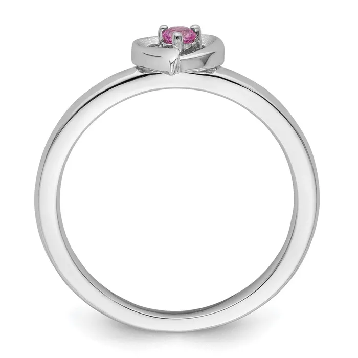 Goldia Rings Sterling Silver Stackable Expressions Created Pink Sapphire Heart Ring