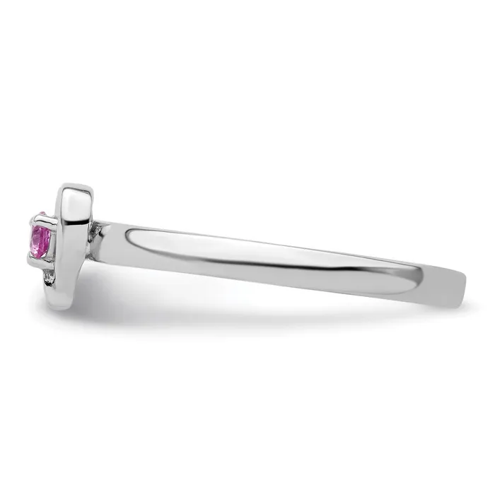 Goldia Rings Sterling Silver Stackable Expressions Created Pink Sapphire Heart Ring