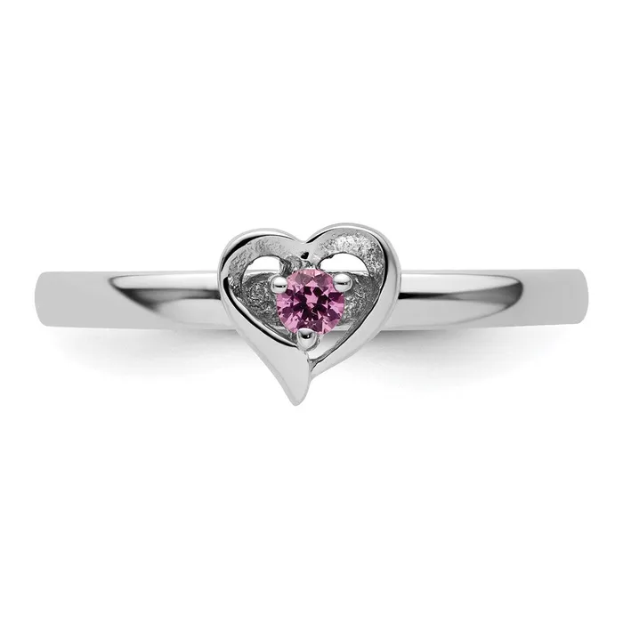 Goldia Rings Sterling Silver Stackable Expressions Created Pink Sapphire Heart Ring