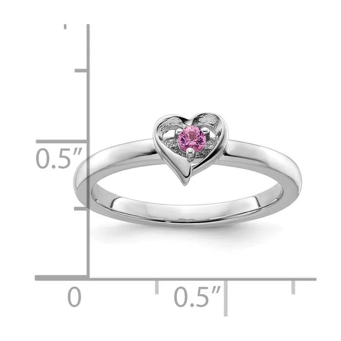 Goldia Rings Sterling Silver Stackable Expressions Created Pink Sapphire Heart Ring