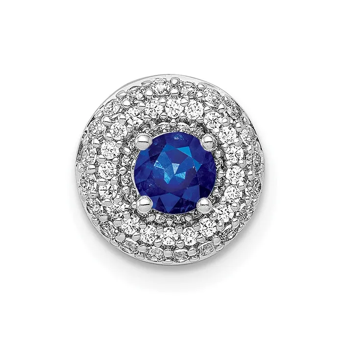 Goldia Solid 14k White Gold 14ct Simulated CZ and 25 Sapphire Chain Slide Necklaces Goldia Solid 14k White Gold 14ct Simulated CZ and 25 Sapphire Chain Slide Necklaces
