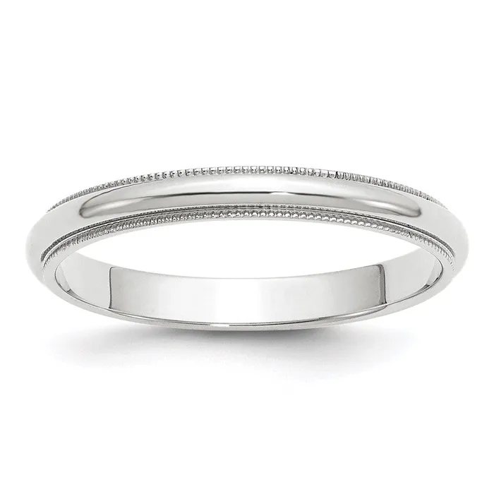 Goldia Solid 14K White Gold 3mm Milgrain Half Round MensWomens Wedding Band Ring Size 13 Rings