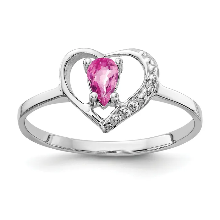 Goldia Solid 14k White Gold 5x3mm Pear PinK Simulated Sapphire AAA CZ Ring Rings Goldia Solid 14k White Gold 5x3mm Pear PinK Simulated Sapphire AAA CZ Ring Rings