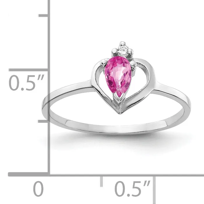 Goldia Solid 14k White Gold 5x3mm Pear PinK Simulated Sapphire AAA CZ Ring Rings