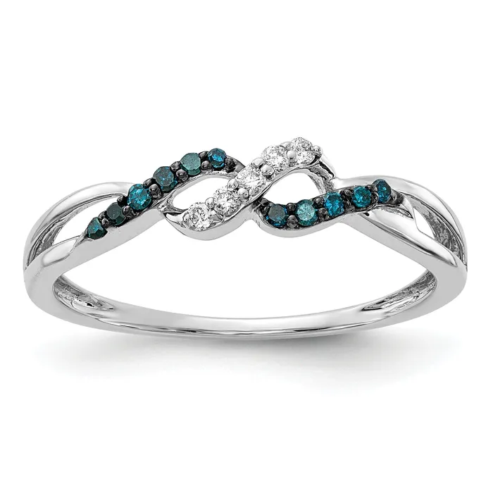 Goldia Solid 14k White Gold w Blue and Simulated CZ Twist Ring Rings