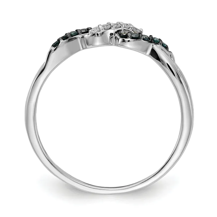 Goldia Solid 14k White Gold w Blue and Simulated CZ Twist Ring Rings