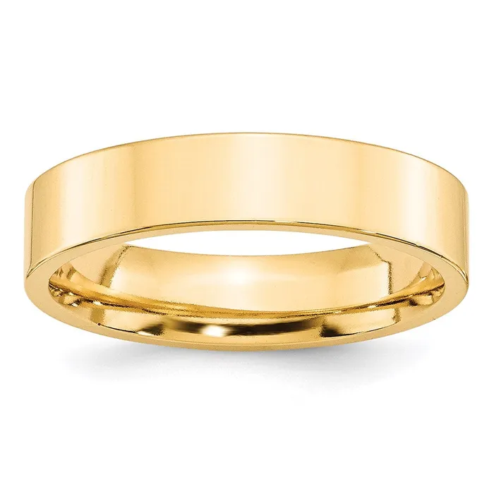 Goldia Solid 18K Yellow Gold 5mm Standard Flat Comfort Fit MensWomens Wedding Band Ring Size 9 Rings