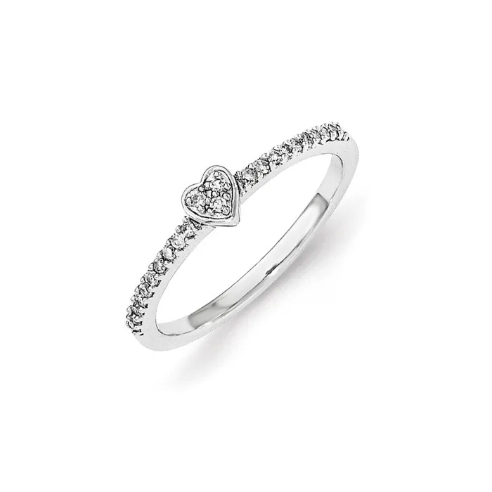 Goldia Sterling Silver Diamond Polished Heart Ring Rings
