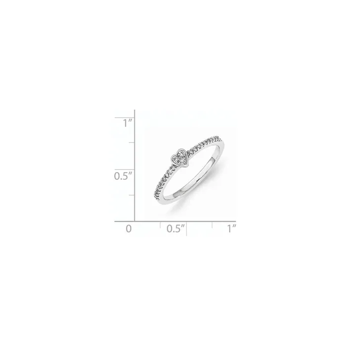 Goldia Sterling Silver Diamond Polished Heart Ring Rings