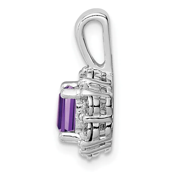Goldia Sterling Silver Rhodiumplated Amethyst Diamond Pendant Necklaces