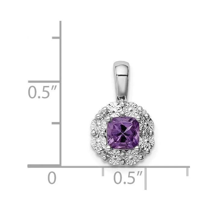 Goldia Sterling Silver Rhodiumplated Amethyst Diamond Pendant Necklaces