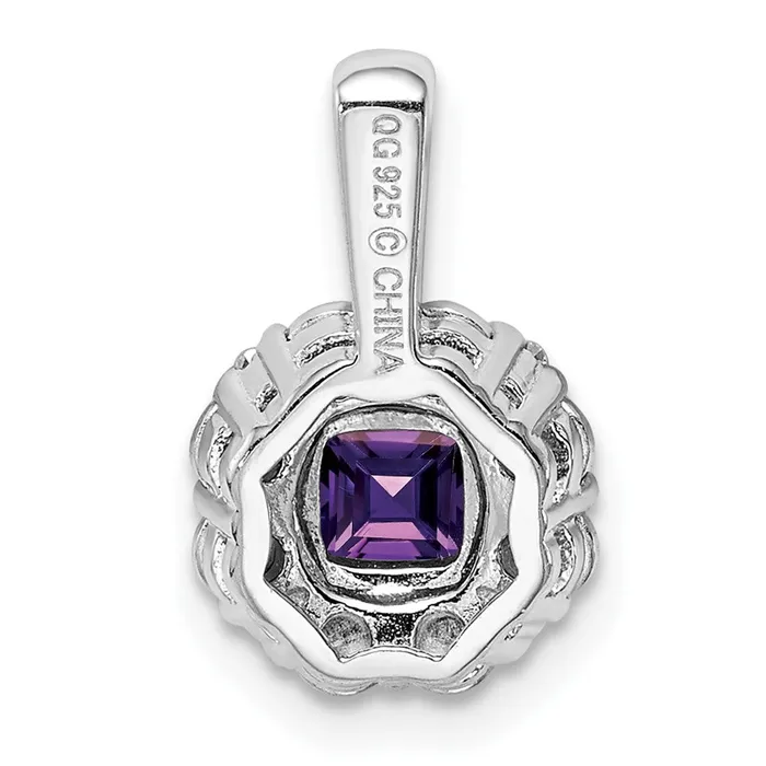Goldia Sterling Silver Rhodiumplated Amethyst Diamond Pendant Necklaces