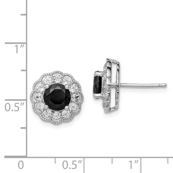 Goldia Sterling Silver Rhodiumplated Black Sapphire u0026 White Topaz Post Earrings Earrings