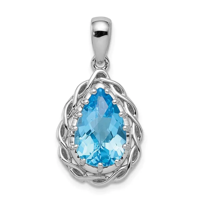 Goldia Sterling Silver Rhodiumplated Blue Topaz Pendant Necklaces
