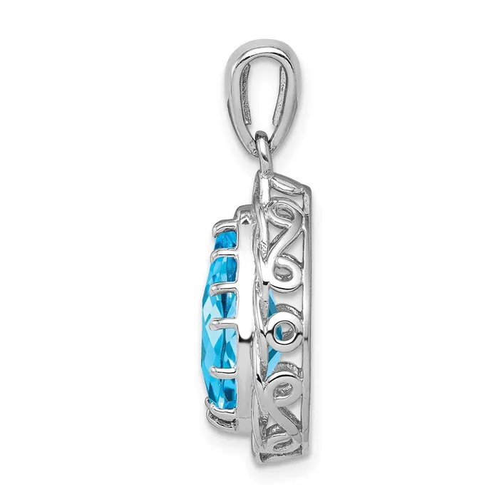 Goldia Sterling Silver Rhodiumplated Blue Topaz Pendant Necklaces