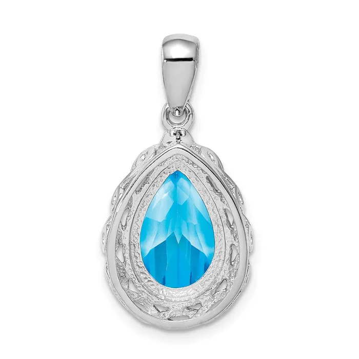 Goldia Sterling Silver Rhodiumplated Blue Topaz Pendant Necklaces